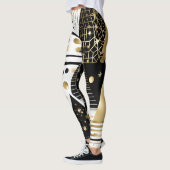 abstracte gouden en zwarte driehoeken leggings (Links)