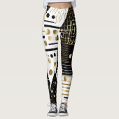 abstracte gouden en zwarte driehoeken leggings (Voorkant)