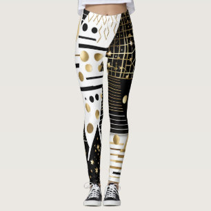 abstracte gouden en zwarte driehoeken leggings