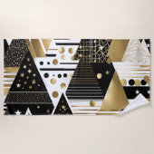 abstracte gouden en zwarte driehoeken strandlaken (Voorkant)