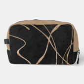 Abstracte gouden en zwarte lijnen toilettasje (Voorkant)
