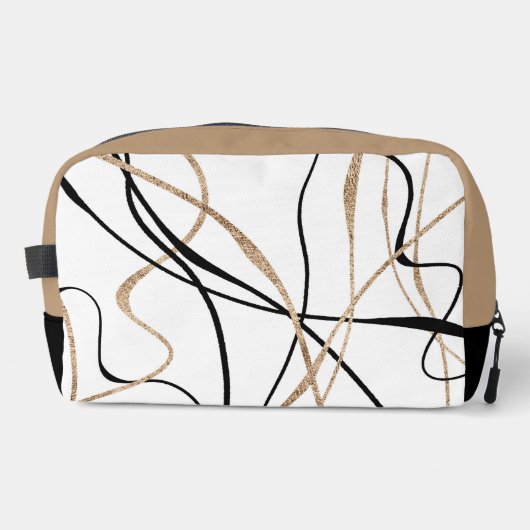Abstracte gouden en zwarte lijnen toilettasje (Voorkant)