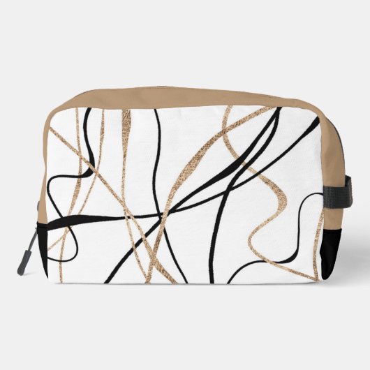 Abstracte gouden en zwarte lijnen toilettasje (Achterkant)