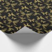 Abstracte gouden en zwarte vlinders cadeaupapier (Hoek)