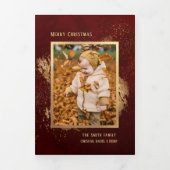 Abstracte gouden enkels op Deep Red Photo Drieluik Kaart (Cover)