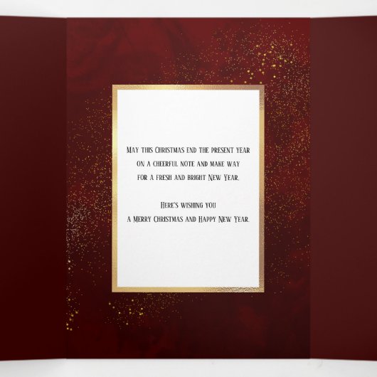 Abstracte gouden enkels op Deep Red Photo Drieluik Kaart (Binnenkant midden)