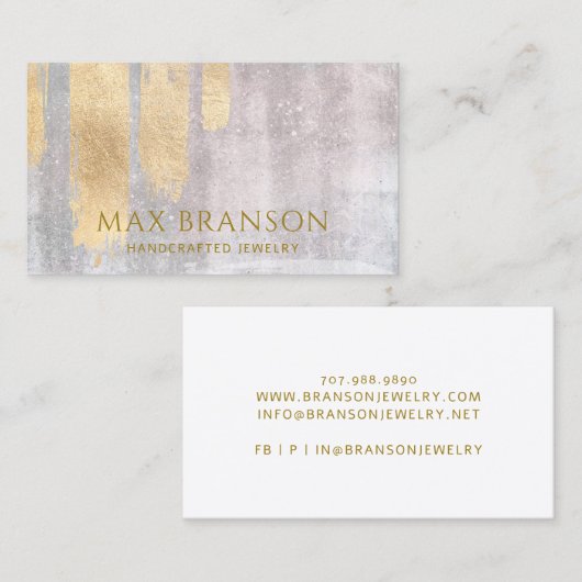 Abstracte gouden Faux Metallic Sieradenontwerper Visitekaartje (Voorkant / Achterkant)
