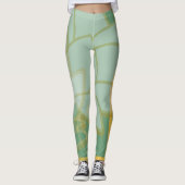 Abstracte gouden Floral Leggings (Voorkant)