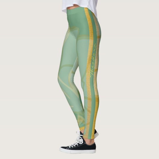 Abstracte gouden Floral Leggings (Links)