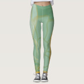 Abstracte gouden Floral Leggings (Voorkant)