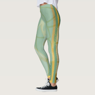 Abstracte gouden Floral Leggings