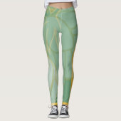 Abstracte gouden Floral Leggings (Voorkant)