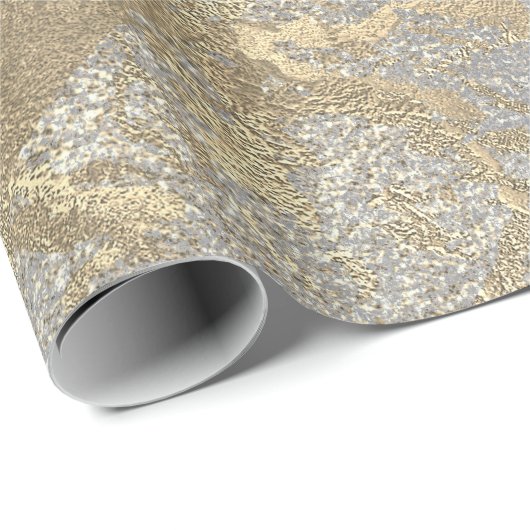 Abstracte gouden Folie Metallic Stroke Silver Grey Cadeaupapier (Rol Hoek)