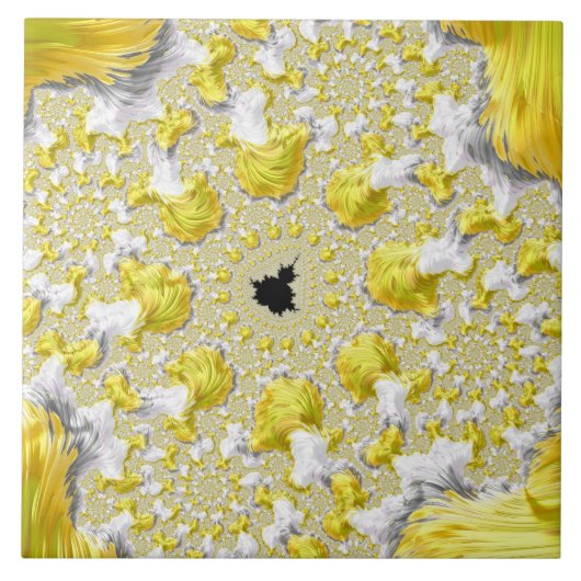 Abstracte gouden fractal tegeltje (Voorkant)