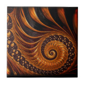 Abstracte gouden fractale keramische Tegel - Zwart Tegeltje (Voorkant)