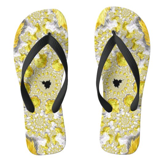 Abstracte gouden gele symmetrische fractal teenslippers (Voetbed)