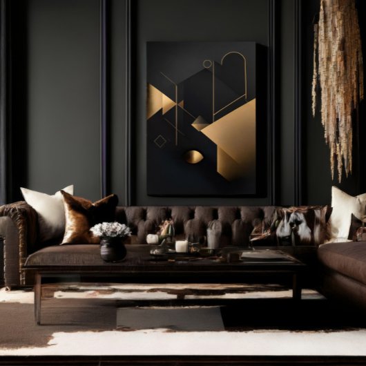 Abstracte Gouden Geometrie Canvas Afdruk