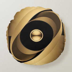 Abstracte Gouden Geometrische Ontwerp Rond Kussen