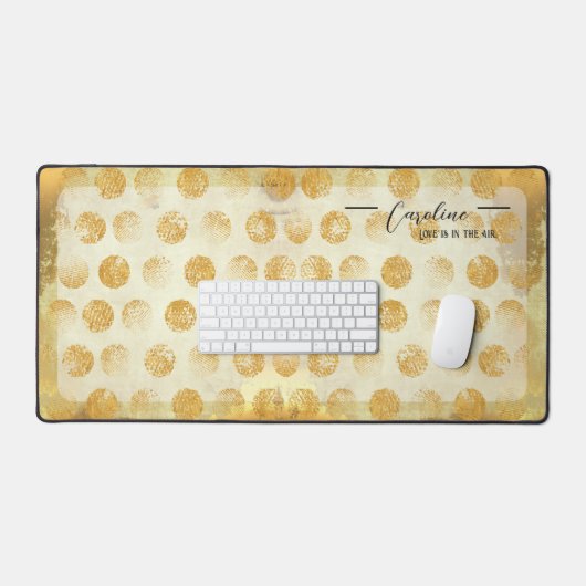 Abstracte  Gouden Geometrische Patroonnaam Bureaumat (Keyboard & Muis)