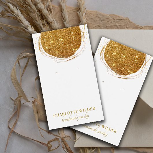 Abstracte Gouden Glitter Circle Oorbel Display Kaa Visitekaartje