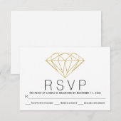 Abstracte gouden glitter diamanten bruiloft RSVP k (Voorkant / Achterkant)