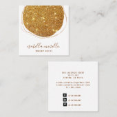 Abstracte Gouden Glitter Script Naam Make-up Artis Vierkante Visitekaartje (Voorkant / Achterkant)