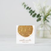 Abstracte Gouden Glitter Script Naam Make-up Artis Vierkante Visitekaartje (Staand voorkant)