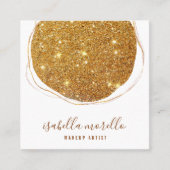 Abstracte Gouden Glitter Script Naam Make-up Artis Vierkante Visitekaartje (Voorkant)