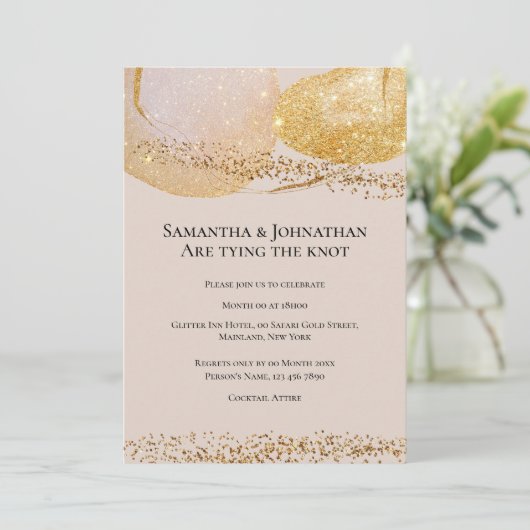 Abstracte gouden glitter vormen moderne budget bru kaart (Staand voorkant)