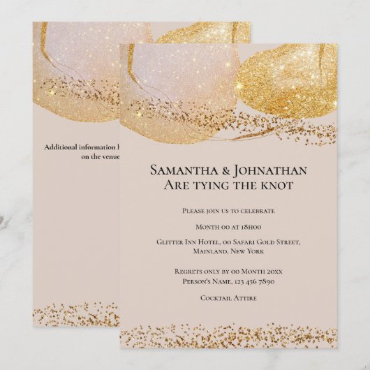 Abstracte gouden glitter vormen moderne budget bru kaart (Voorkant / Achterkant)