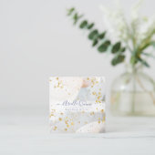 Abstracte Gouden Glitter Waterverf Make-up Artist Vierkante Visitekaartje (Staand voorkant)