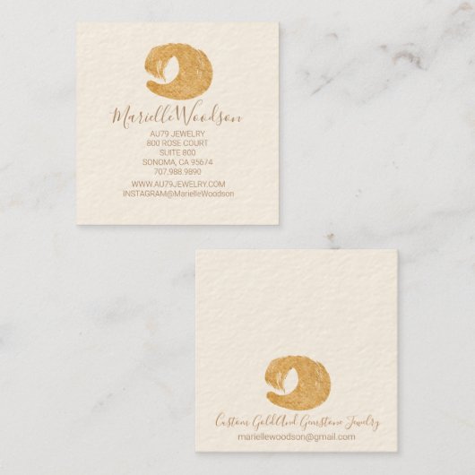 Abstracte gouden glitterpenseel Slag-juwelenmaker Vierkante Visitekaartje (Voorkant / Achterkant)