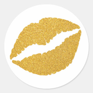 Abstracte gouden glitters lippenstift ronde sticker