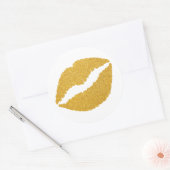Abstracte gouden glitters lippenstift ronde sticker (Envelop)