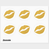 Abstracte gouden glitters lippenstift ronde sticker (Vel)