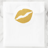 Abstracte gouden glitters lippenstift ronde sticker (Tas)