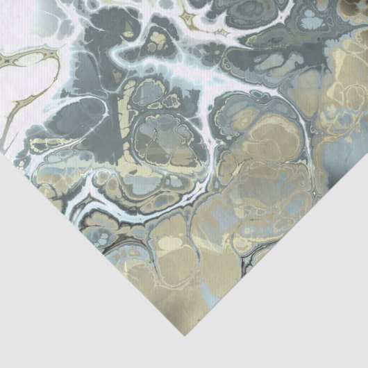 Abstracte Gouden & Grijze Marmeren Stenen Vloeisto Tissuepapier (Detail)
