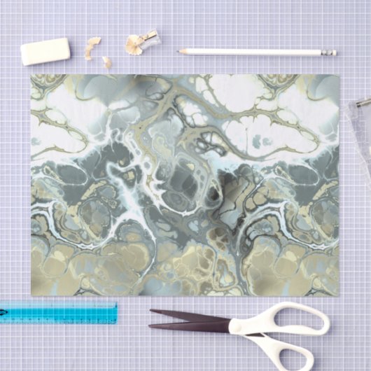 Abstracte Gouden & Grijze Marmeren Stenen Vloeisto Tissuepapier (Craft)