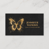 Abstracte gouden inktspettervlinder visitekaartje (Voorkant)