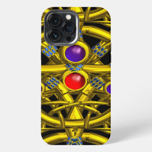 ABSTRACTE GOUDEN KELTISCHE KNOPEN MET KLEURRIJKE E iPhone 13 PRO MAX HOESJE