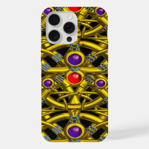 ABSTRACTE GOUDEN KELTISCHE KNOPEN MET KLEURRIJKE E iPhone 15 PRO MAX HOESJE