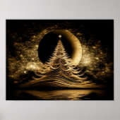Abstracte gouden kerstboom poster (Voorkant)