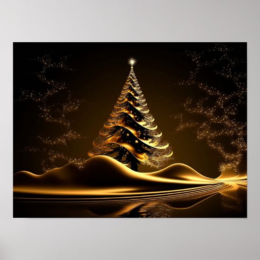 Abstracte gouden kerstboom poster (Voorkant)