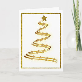 Abstracte Gouden Kerstboom Sterren Overzicht Aange Feestdagen Kaart
