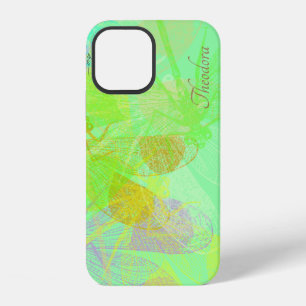 Abstracte Gouden Libelle Blauwe Pastel Patroon iPhone 12 Hoesje