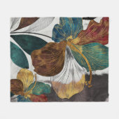 Abstracte gouden lijn bloemkunst met vette bloembl fleece deken (Voorkant (Horizontaal))