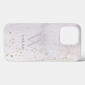 Abstracte Gouden Lila Kwasstreek Monogram Glitters Case-Mate iPhone Case (Achterkant (horizontaal))