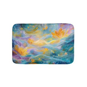 Abstracte Gouden Lotus Drijvende Bloemen Badmat