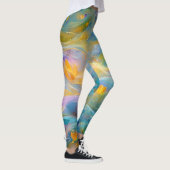 Abstracte Gouden Lotus Drijvende Bloemen Leggings (Rechts)