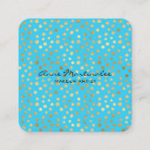 Abstracte gouden oliepunten op blauw vierkante visitekaartje (Voorkant)